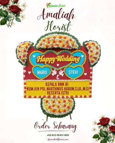 Karangan Papan Bunga Pernikahan di Majaksingi